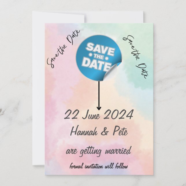 SAVE THE DATE  Any Occasion sticker/editable text Invitation (Front)