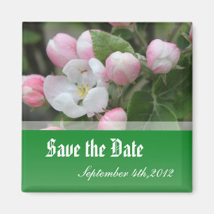 save the date, apple flowers magnet