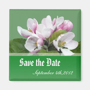 save the date, apple flowers magnet