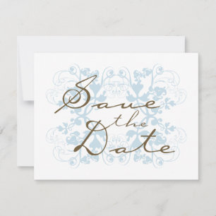 Save The Date Aqua Floral Flourish Enregistrer La Date Mariage I