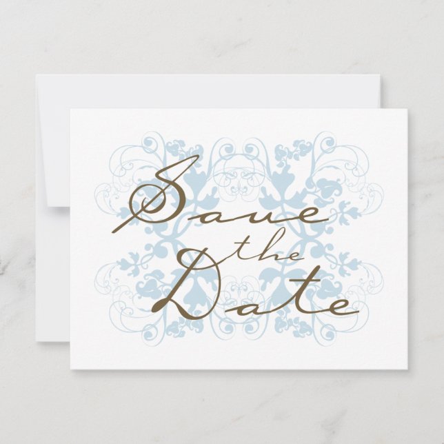 Save The Date Aqua Floral Flourish Enregistrer La Date Mariage I (Devant)