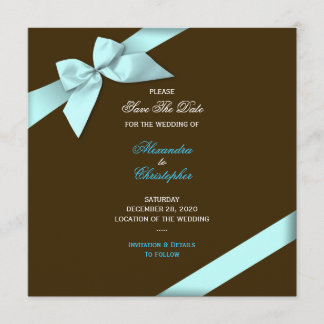 Save The Date Aqua Ribbon Wedding Enregistrer La Date S5V2