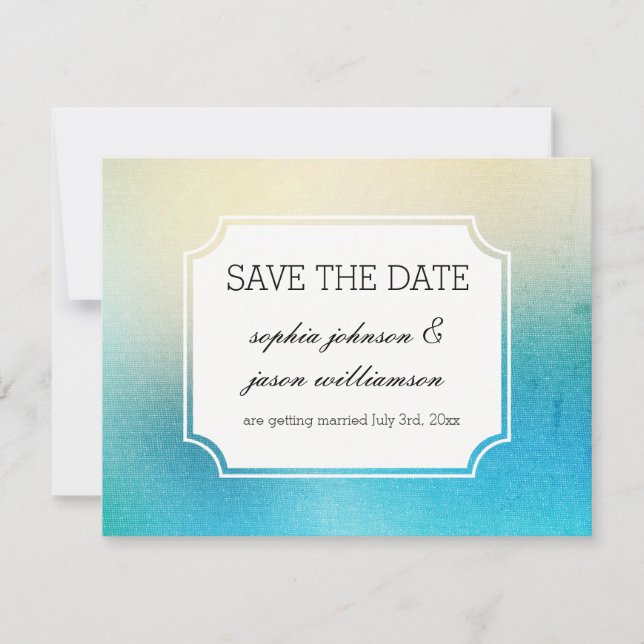 Save The Date Aqua White enregistrer la date (Devant)