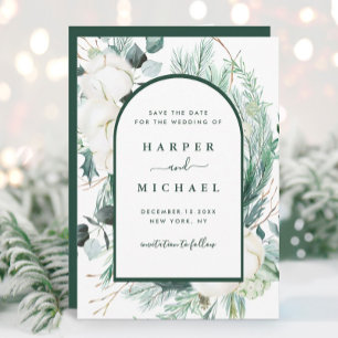 Save The Date Aquarelle À feuillage persistant et Fleurs de coto