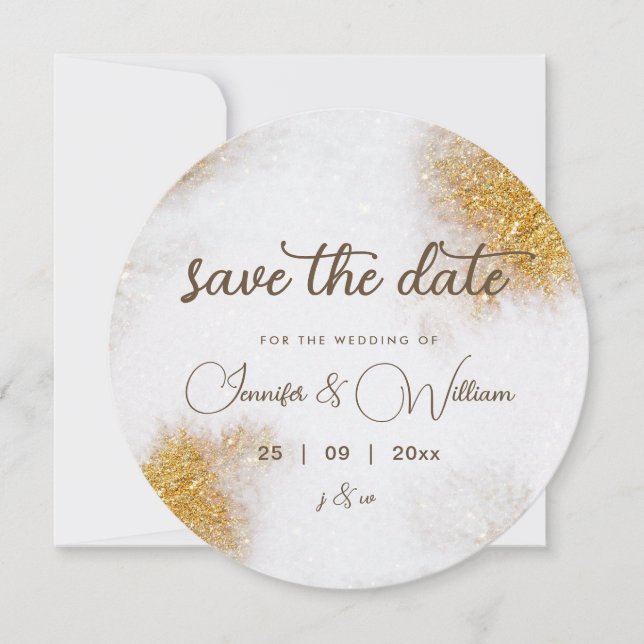 Save The Date Aquarelle Abstraite Parties scintillant or luxe él (Devant)