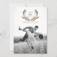 Aquarelle Antler & Vine Enregistrer La Date Photo