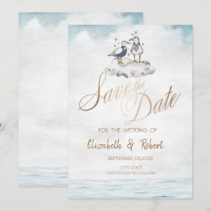 Save The Date Aquarelle Aquarelle Mouettes Plage Enregistrer la 
