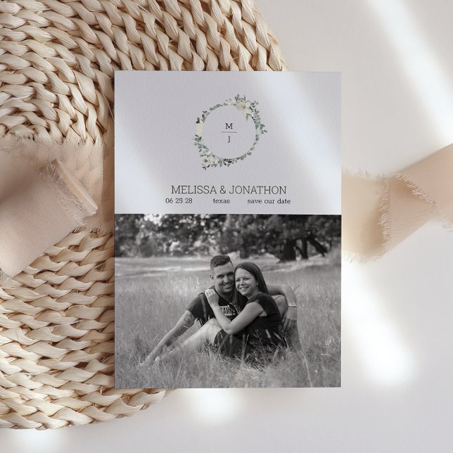 Save The Date Aquarelle blanche ivoire Floral Enregistrer la dat (Créateur téléchargé)