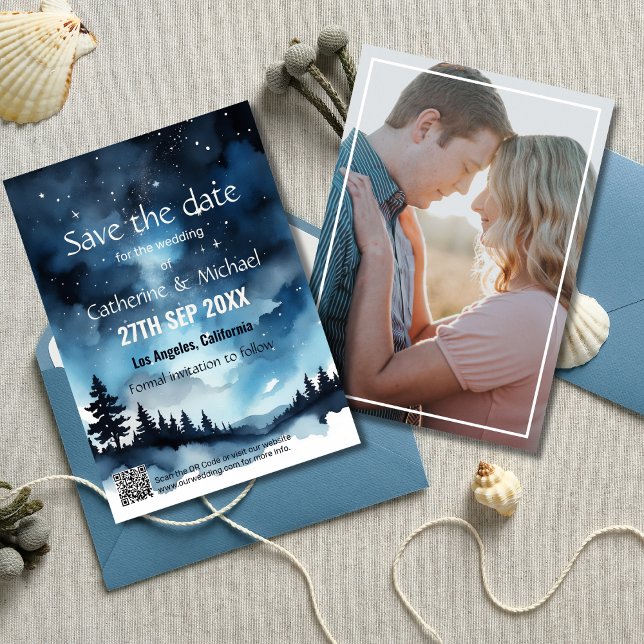 Save The Date Aquarelle Bleu étoile Ciel Mariage céleste (Créateur téléchargé)