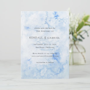 Save The Date Aquarelle bleu Kendall Mariage élégant