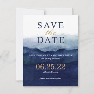 Save The Date Aquarelle bleu marine moderne Ombre Enregistrer la