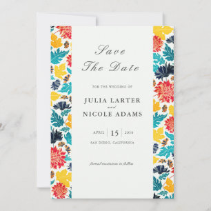 Save The Date Aquarelle bleu naturel Jaune Mariage de tournesols