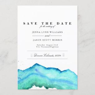 Save The Date Aquarelle bleue   Élégant Enregistrer La Date