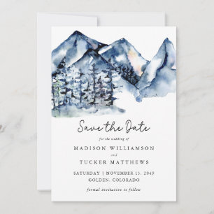 Save The Date Aquarelle Blue Mountain Photo Enregistrer la date