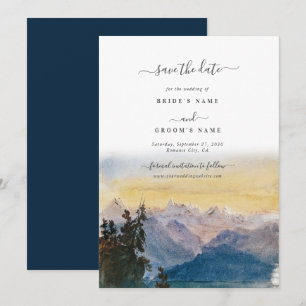 Save The Date Aquarelle Blue Mountains Pine Mariage