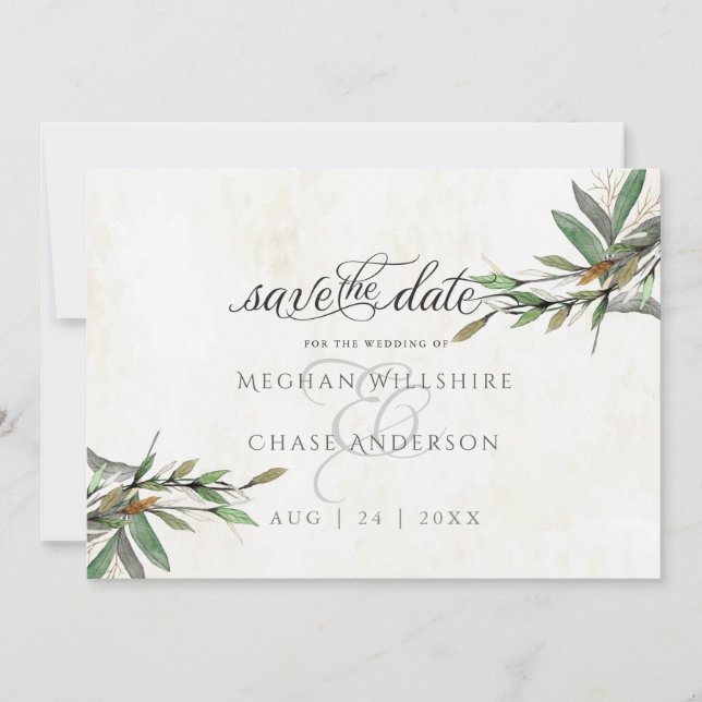 Save The Date Aquarelle Botanique Mariage Enregistrer la date (Devant)