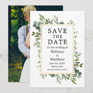 Save The Date Aquarelle Botanique Verdure Eucalyptus Photo