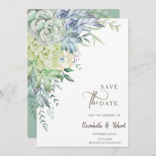 Save The Date Aquarelle Cactus Succulents Enregistrer La Date