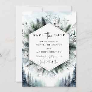 Save The Date Aquarelle Chic Mariage de montagne