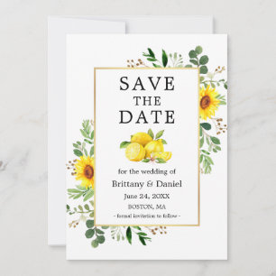 Save The Date Aquarelle Citrons Fleurs de soleil Enregistrer la 