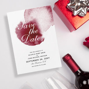 Save The Date Aquarelle de déversement de vin rouge Enregistrer 