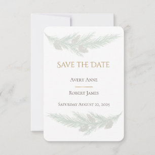 Save The Date Aquarelle de pin vert rustique Enregistrer la date