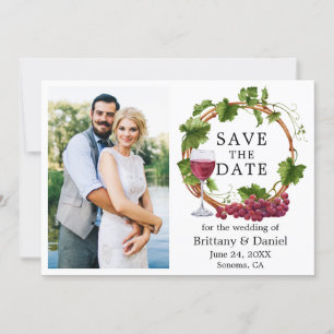 Save The Date Aquarelle de raisin Vins Vins Wreath Photo