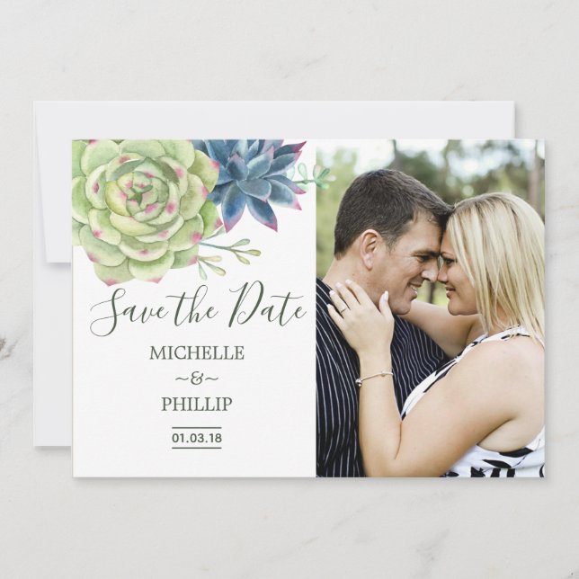 Save The Date Aquarelle Desert Cactus Succulents Enregistrer la  (Devant)