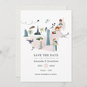 Save The Date Aquarelle Dubai EAU Destination Mariage Enregistre