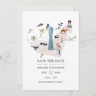 Save The Date Aquarelle Dubai UAE Destination Mariage
