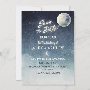 Save The Date Aquarelle étoile ciel de la lune