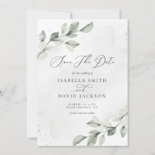 Save The Date Aquarelle Eucalyptus Feuillage Végétal Moderne