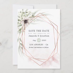 Save The Date Aquarelle Eucalyptus Mariage géométrique
