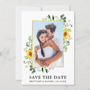 Save The Date Aquarelle Eucalyptus Tournesol Enregistrer la cart