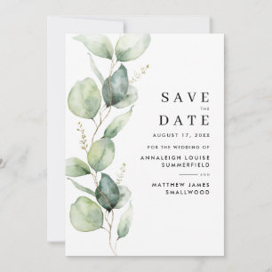 Save The Date Aquarelle Eucalyptus Vert