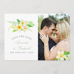 Save The Date Aquarelle exotique Frangipani Mariage Enregistrer 