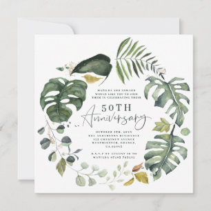 Save The Date Aquarelle feuillage 50e anniversaire mariage invit