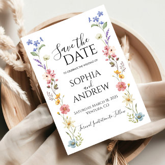 Save The Date Aquarelle Fleur sauvage Floral Enregistrer la cart