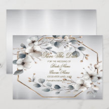 Aquarelle Fleurs blanches Cadre doré Argent Turquo