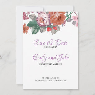 Save The Date Aquarelle Fleurs Et Bufs