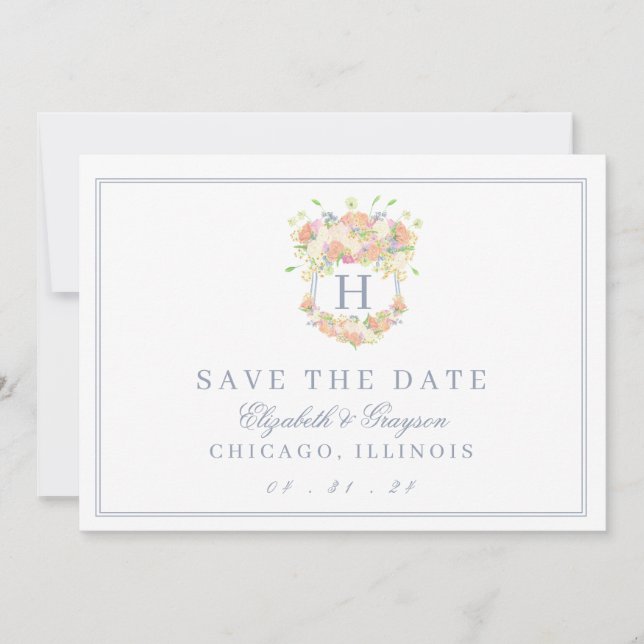Save The Date Aquarelle Floral Garden Party Crest (Devant)