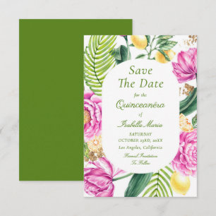 Save The Date Aquarelle Floral Pies Roses Tulipes Quinceañera
