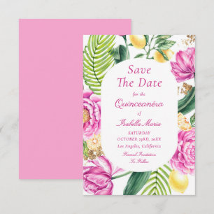 Save The Date Aquarelle Floral Pies Roses Tulipes Quinceañera