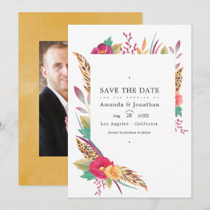 Save The Date Aquarelle Floral Safari photo Mariage