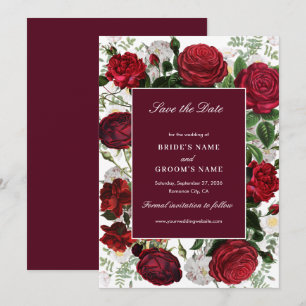Save The Date Aquarelle florale bourguignonne moderne Mariage él