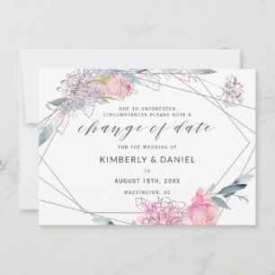 Save The Date Aquarelle Florale Géométrique Changement de date d