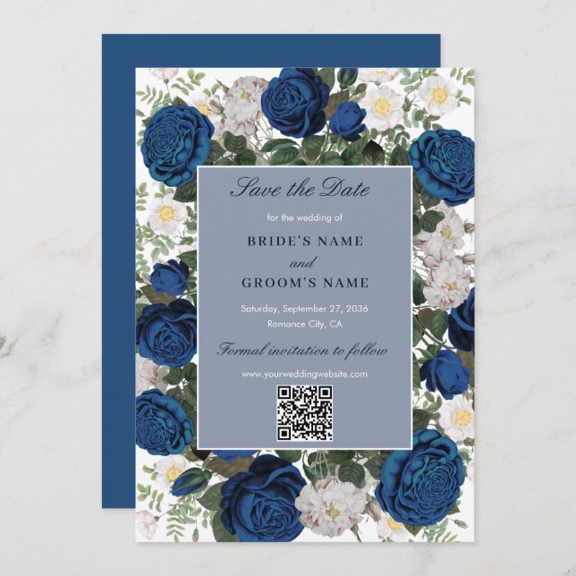 Save The Date Aquarelle Florale moderne QR Code Mariage (Devant / Derrière)