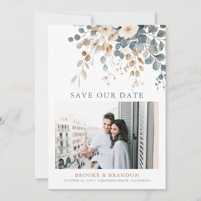 Save The Date Aquarelle florale moelleuse à teinte molle (Devant)