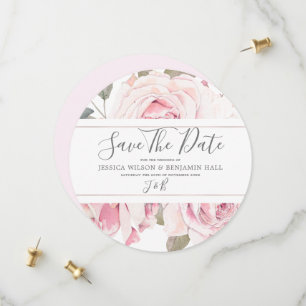 Save The Date Aquarelle florale pâle Mariage rose