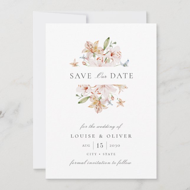 Save The Date Aquarelle Florale photo mariage Enregistrer la dat (Devant)